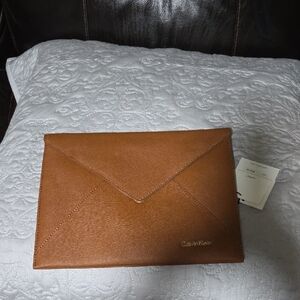 Calvin Klein Tan Leather Envelope Wallet